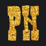 Golden text with Heffer font