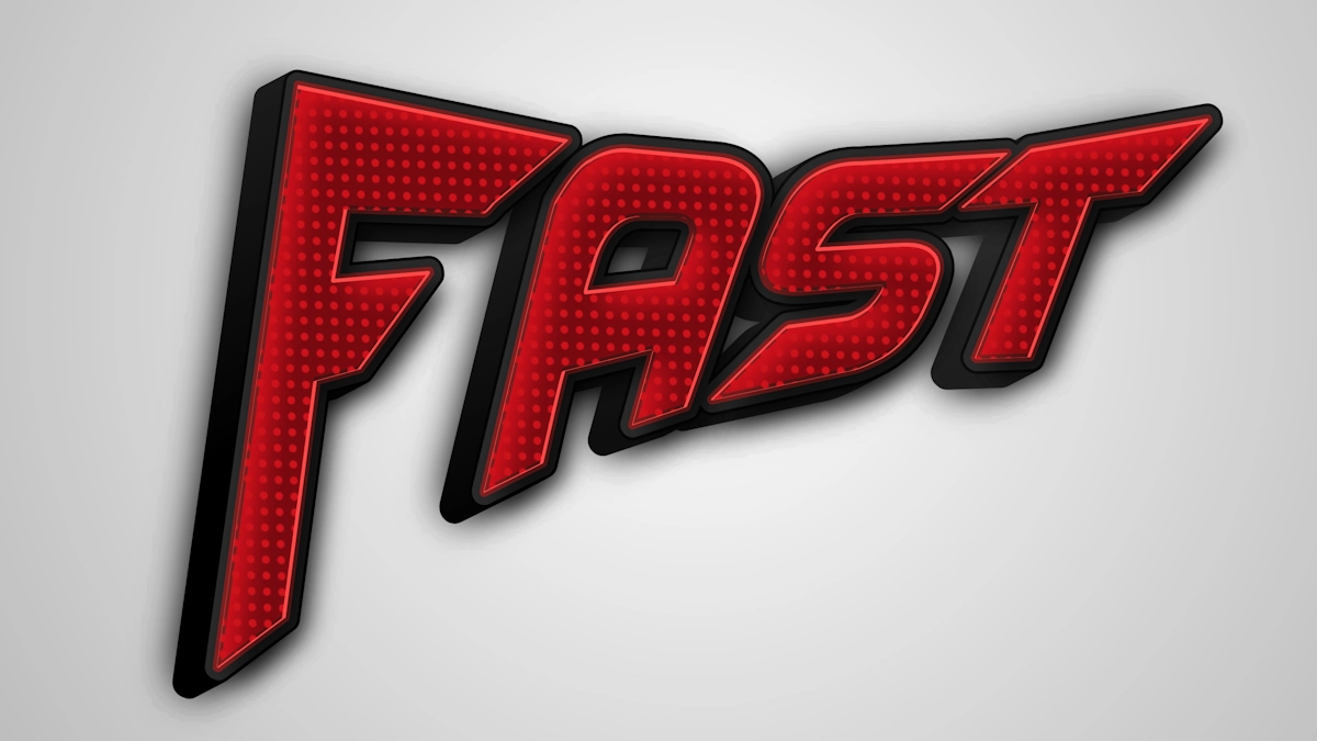 Sporty beautiful 3D text with speed tilt