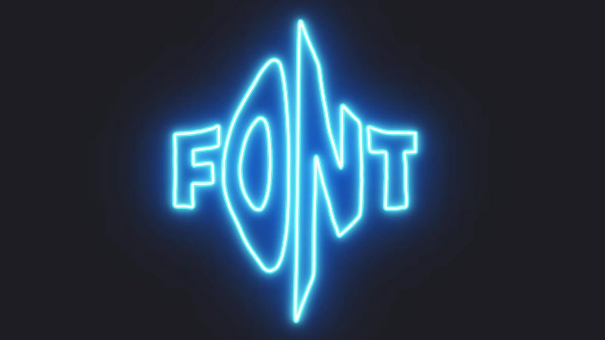 Beautiful neon text with blue glow