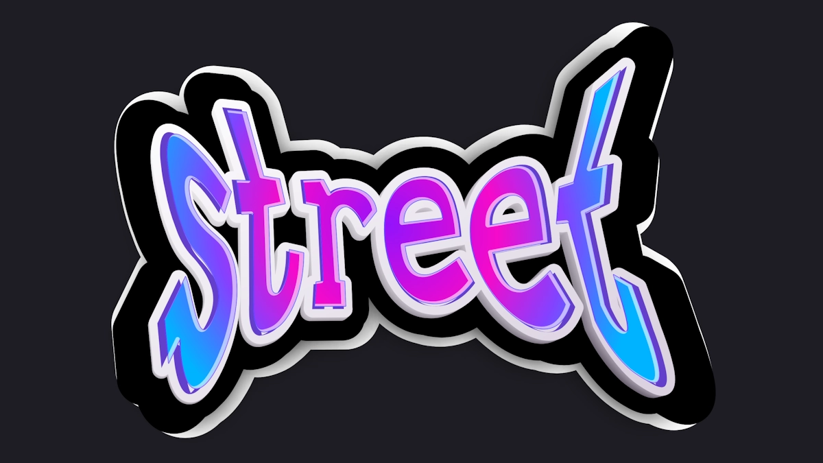 Bright 3D graffiti font in sticker form
