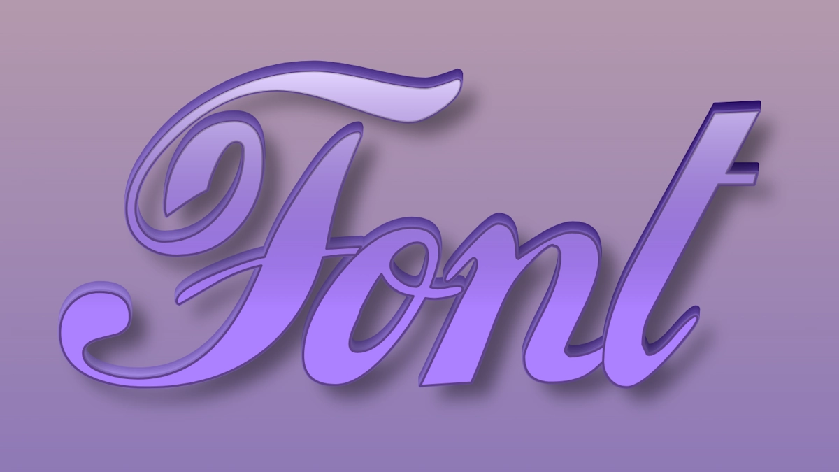 Beautiful purple handwritten 3D font