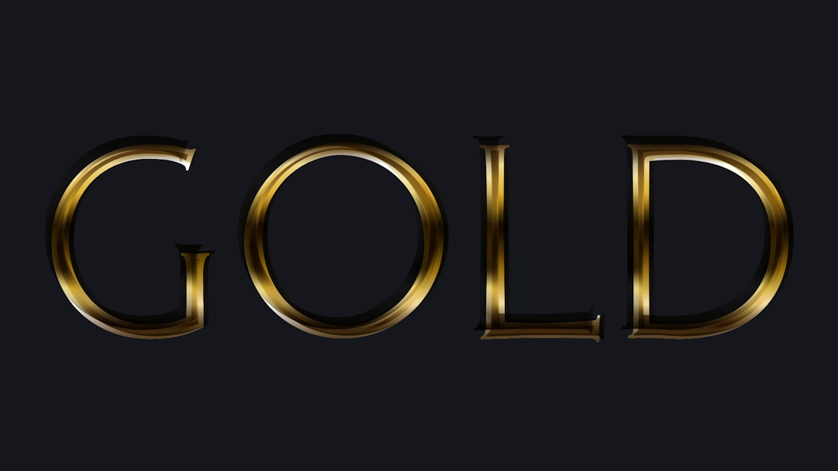 Realistic 3D gold text with highlights