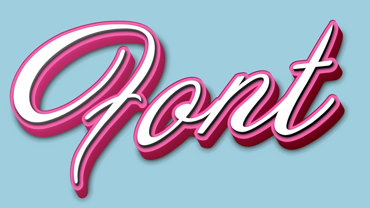 Elegant pink 3D italic font