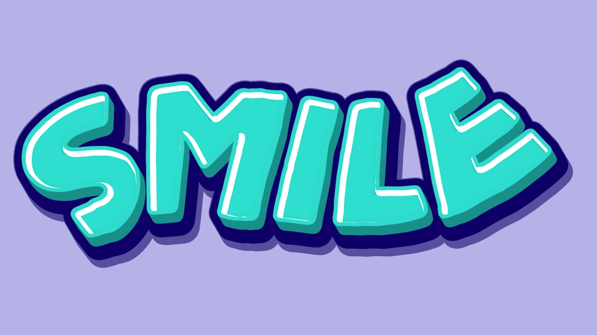 Turquoise cartoon 3D text (bubble font) with highlights