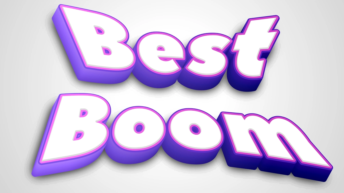 Dynamic beautiful white-purple 3D text with pink outline
