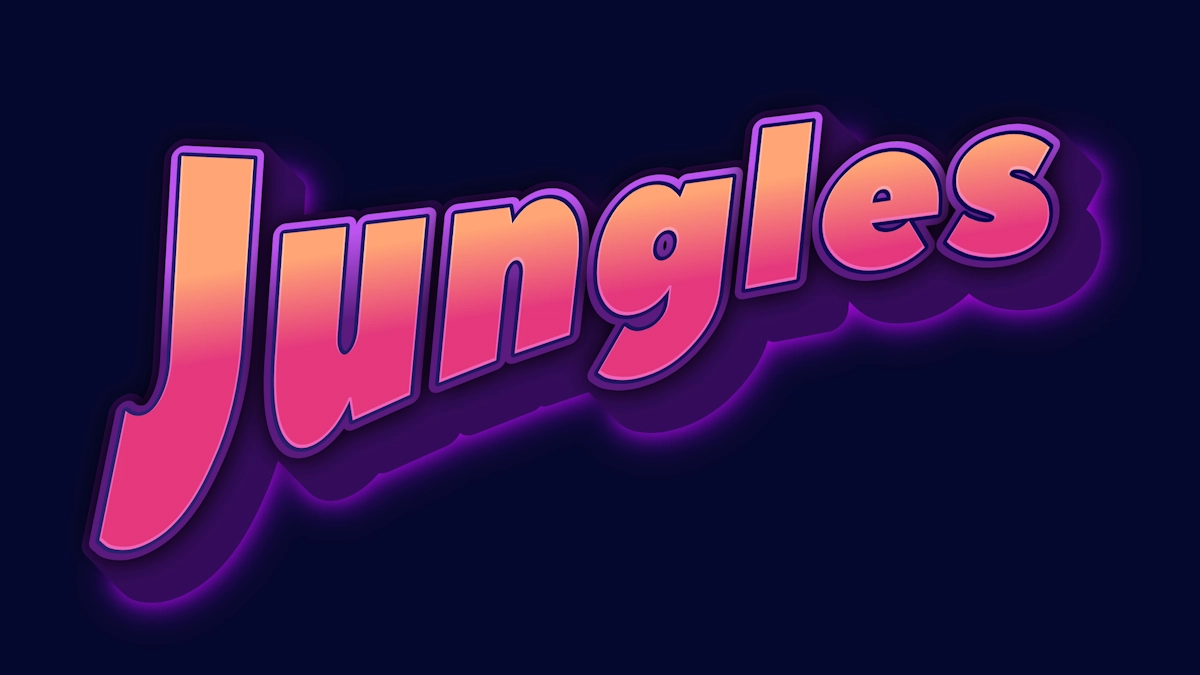Neon 3D text with orange-pink sunset gradient
