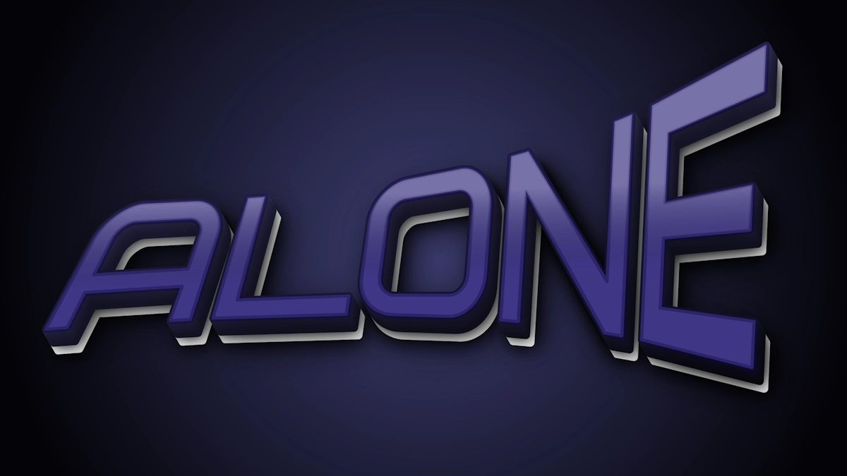 Dark purple futuristic 3D text with hard shadow