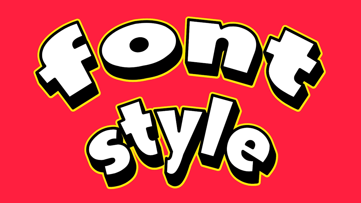 Plump white 3D text with black shadow in comic style
