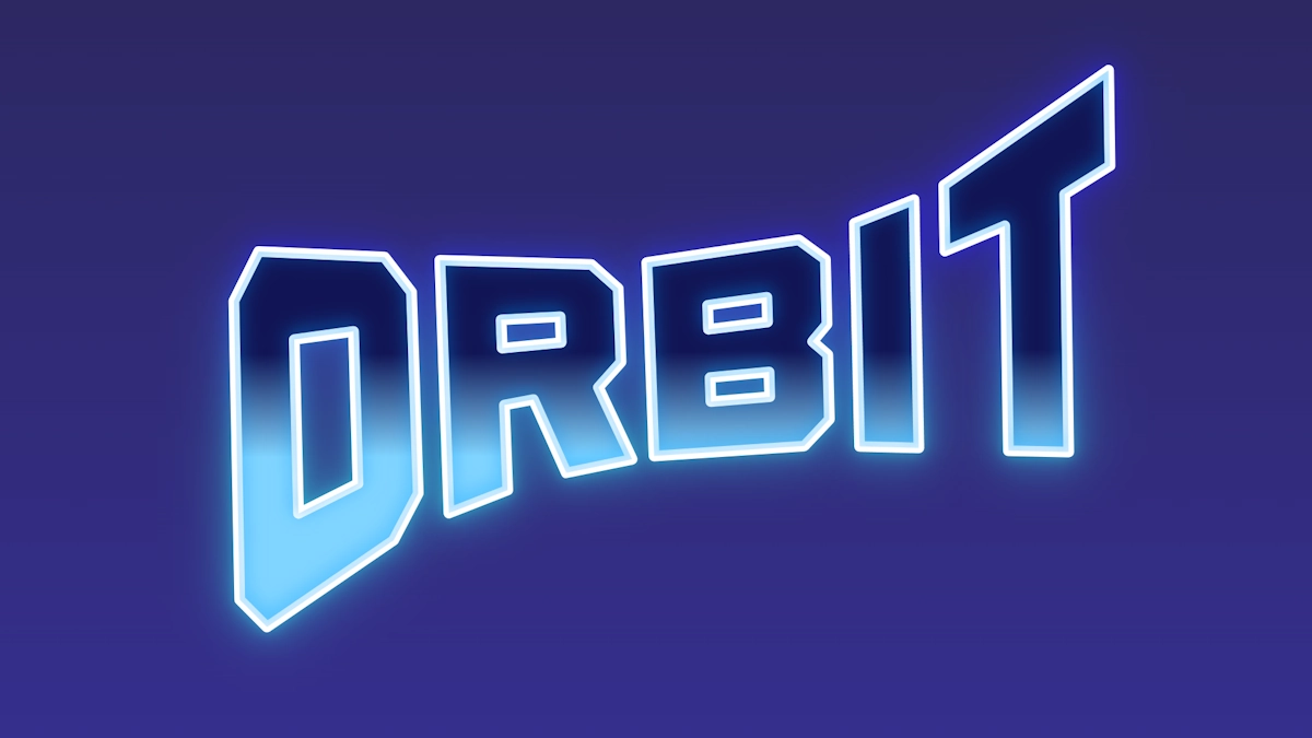 Glowing blue retro font with gradient
