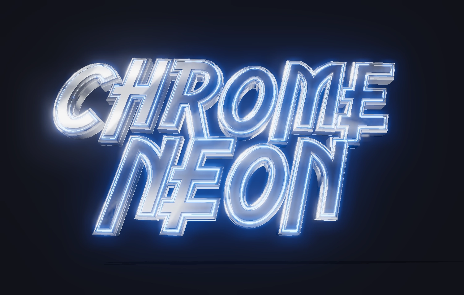 Write a beautiful label with chrome neon