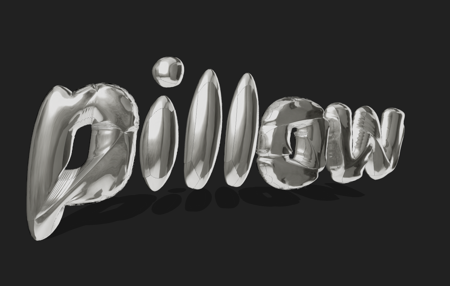 Text in a beautiful inflated chrome font