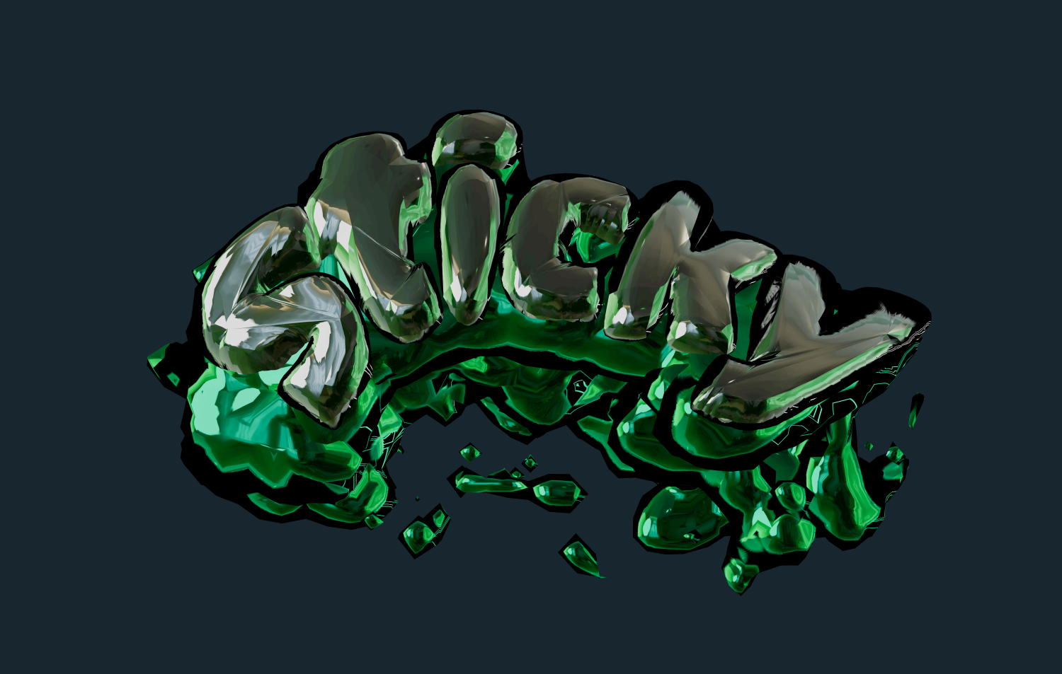 Write text in a beautiful green glass font