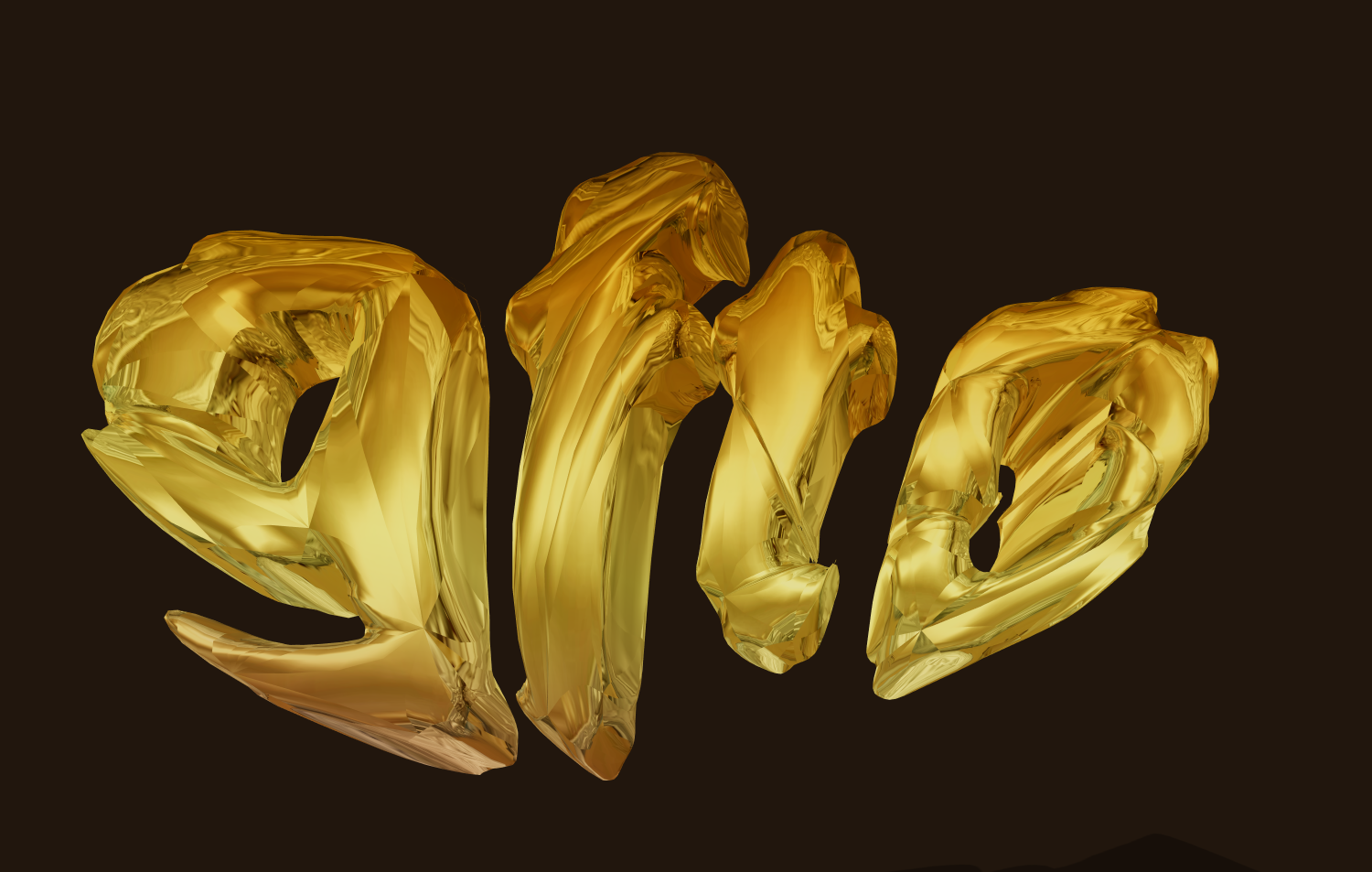 Beautiful inflated golden letters font