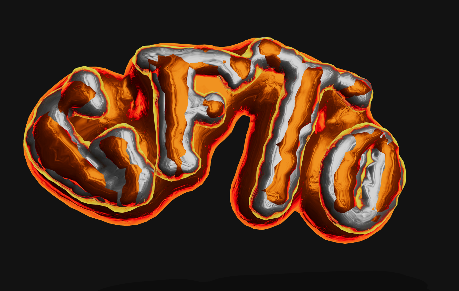 Beautiful text in fiery metallic font
