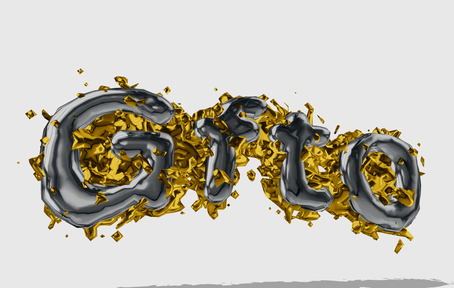 Label with beautiful liquid chrome and gold font
