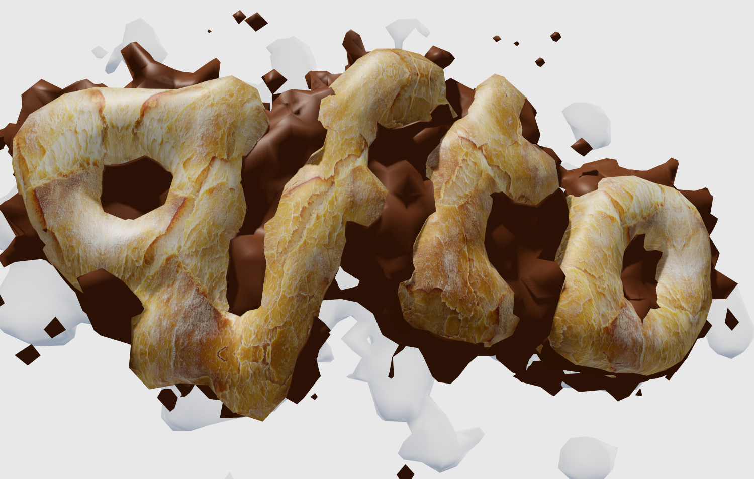 Beautiful font in the form of baked goods and chocolate