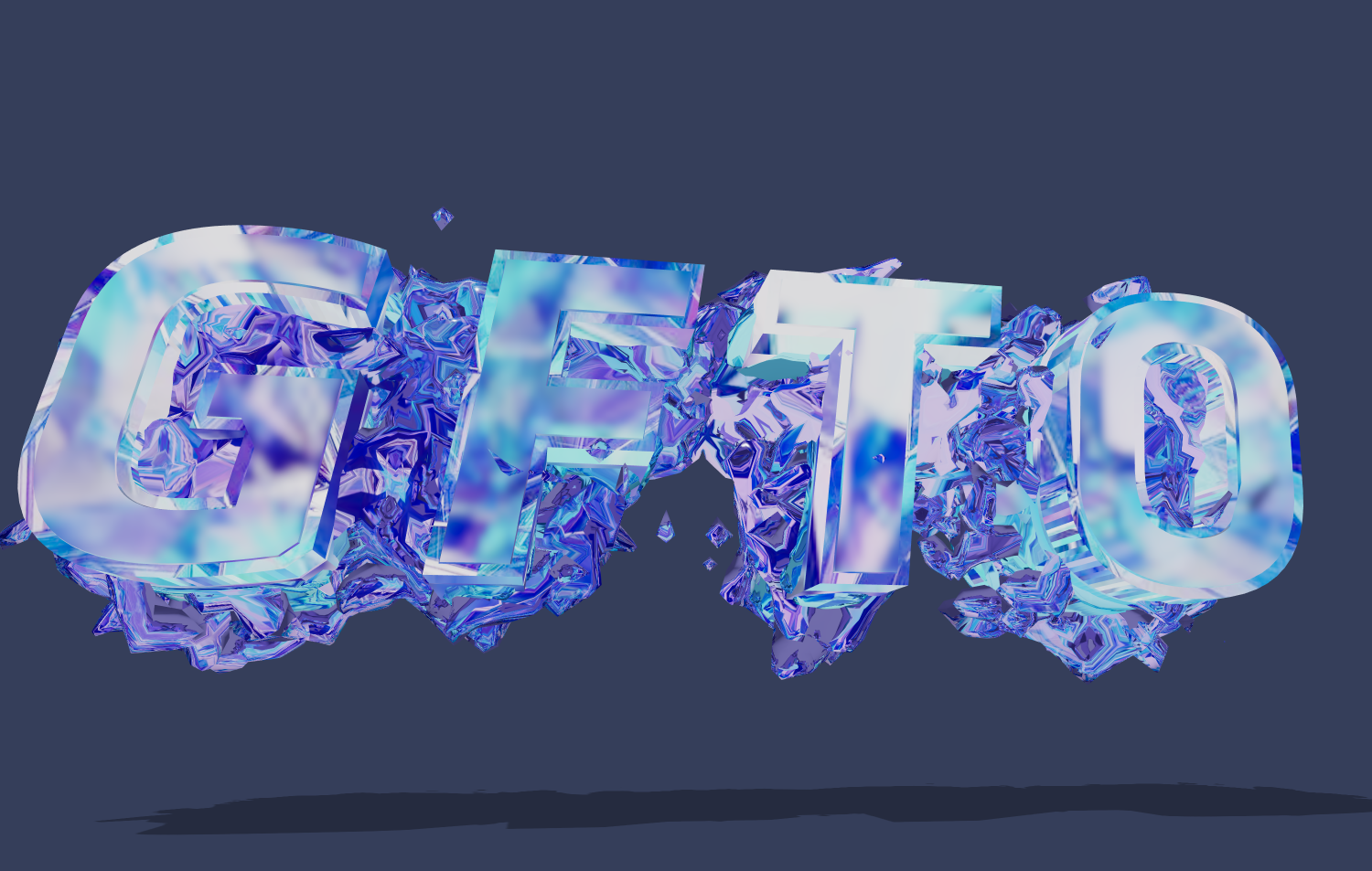 Text in a beautiful font made of cracked glass