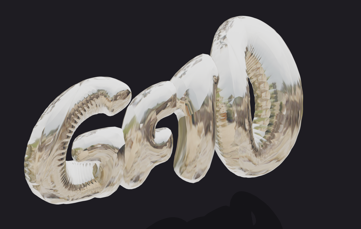 Beautiful text in mirror chrome font