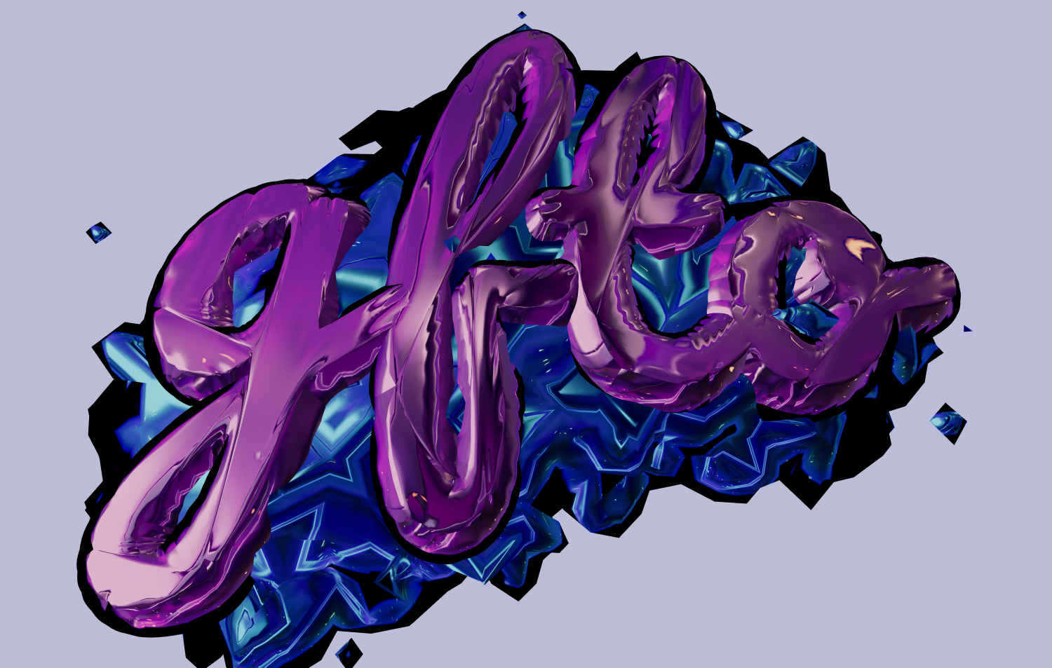 Text in a beautiful purple caramel font