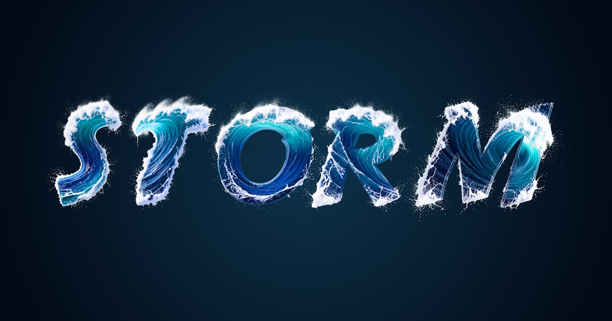 Water Text: Example of 3D Font Generation from Ocean Waves and Foam