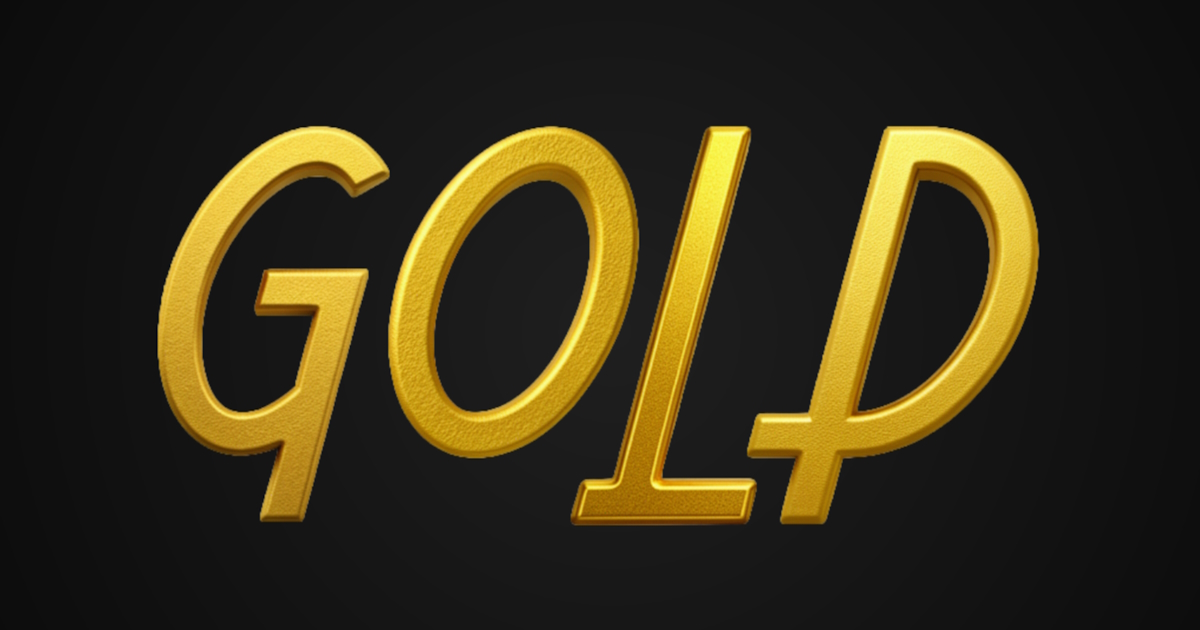 Golden text: example of elegant 3D gold matte font generation