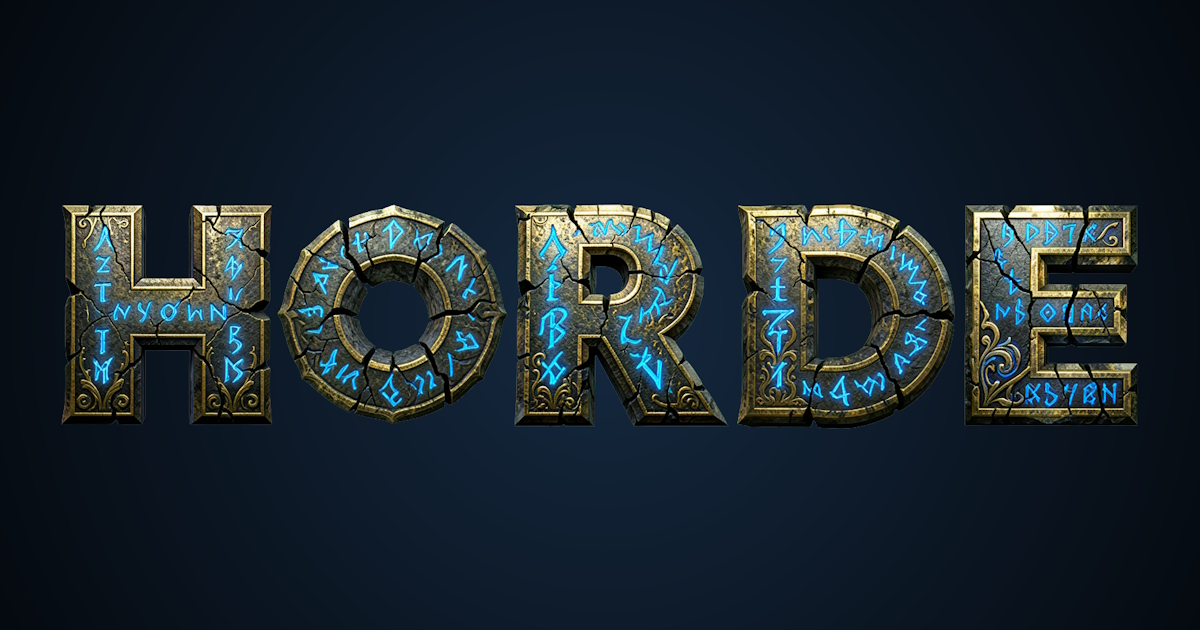 Magical text: example of generating a 3D stone font with glowing blue runes