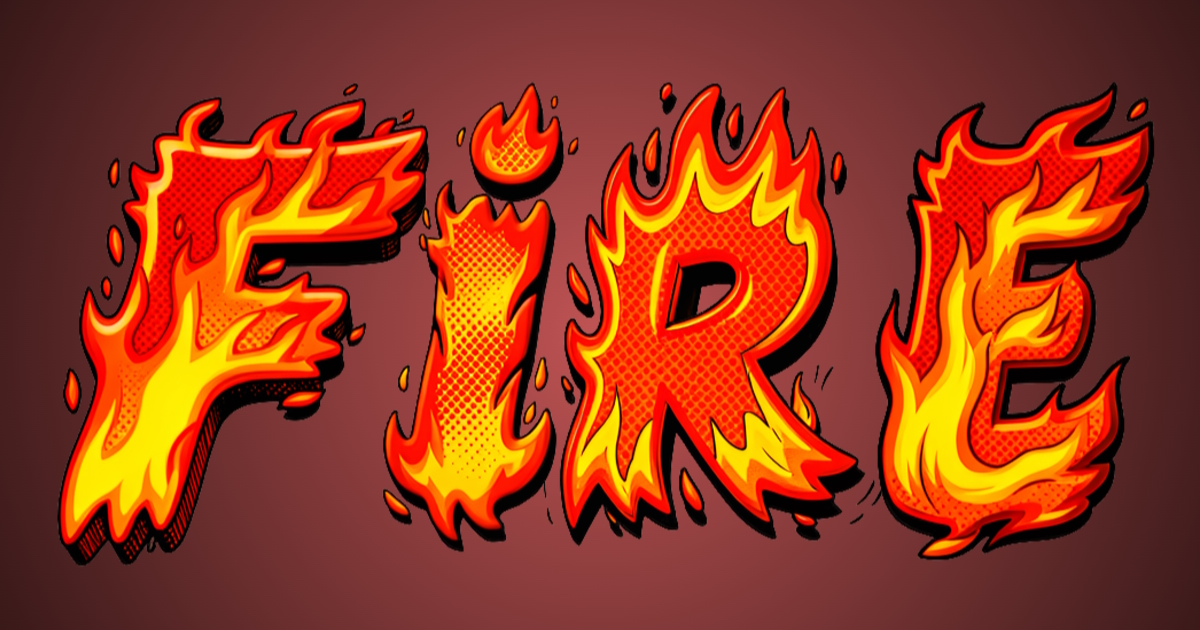 Comic fire text: example of generating a cartoon font with flame
