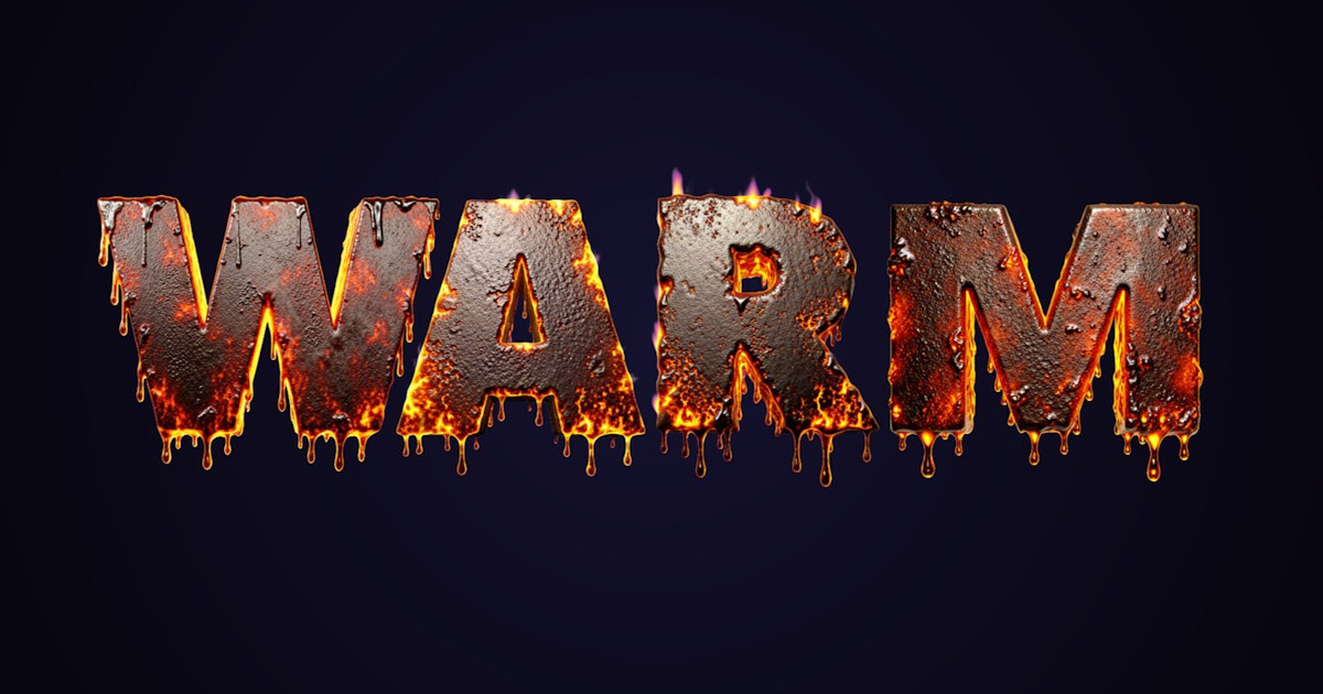 Melting text: example of generating a fiery 3D font with flowing lava