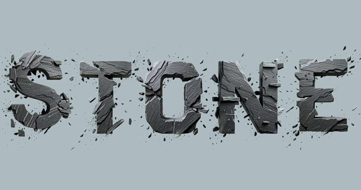Stone text: example of generating a 3D font with shards