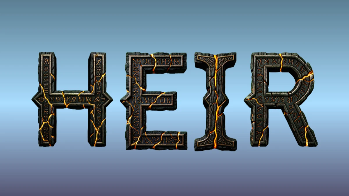 Magical 3D text from ancient stone with runes and cracks of lava