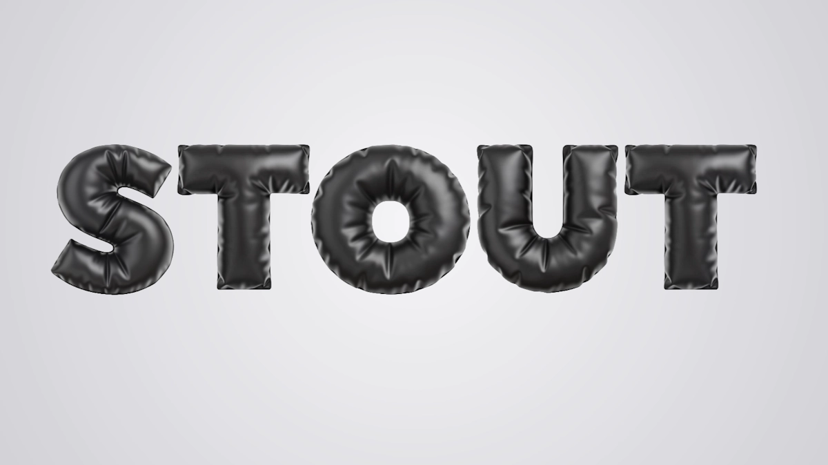 3D text in the form of inflated black balloons with glossy reflections