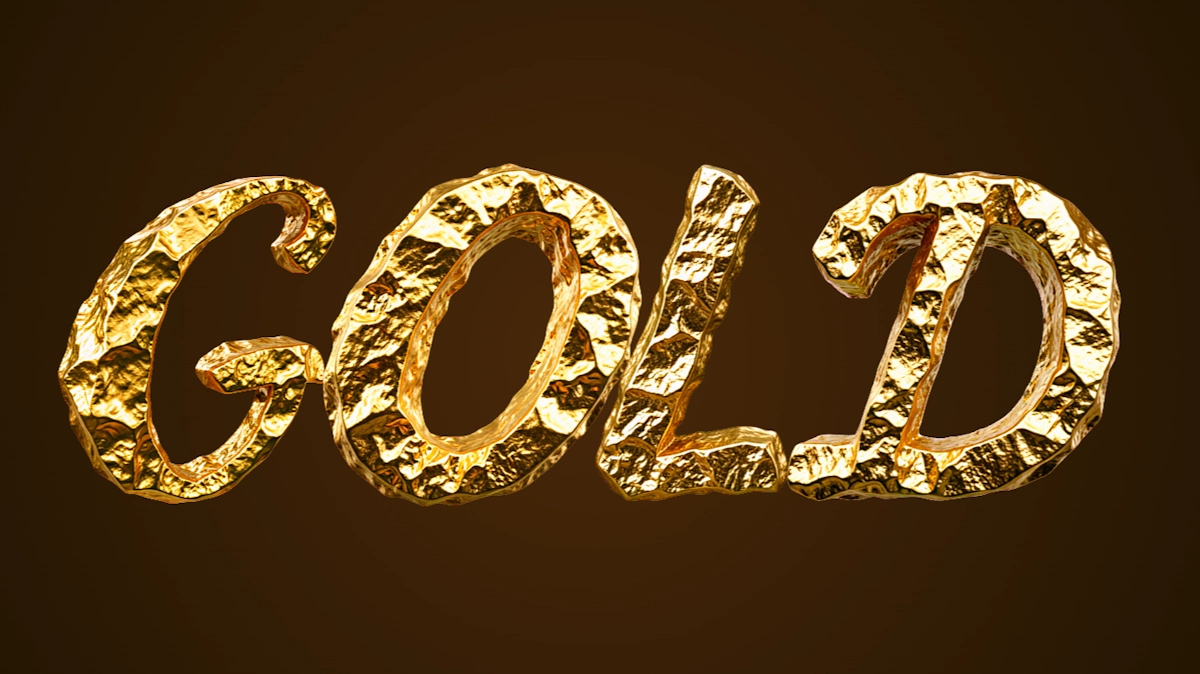 3D text from gold ore: realistic golden letters
