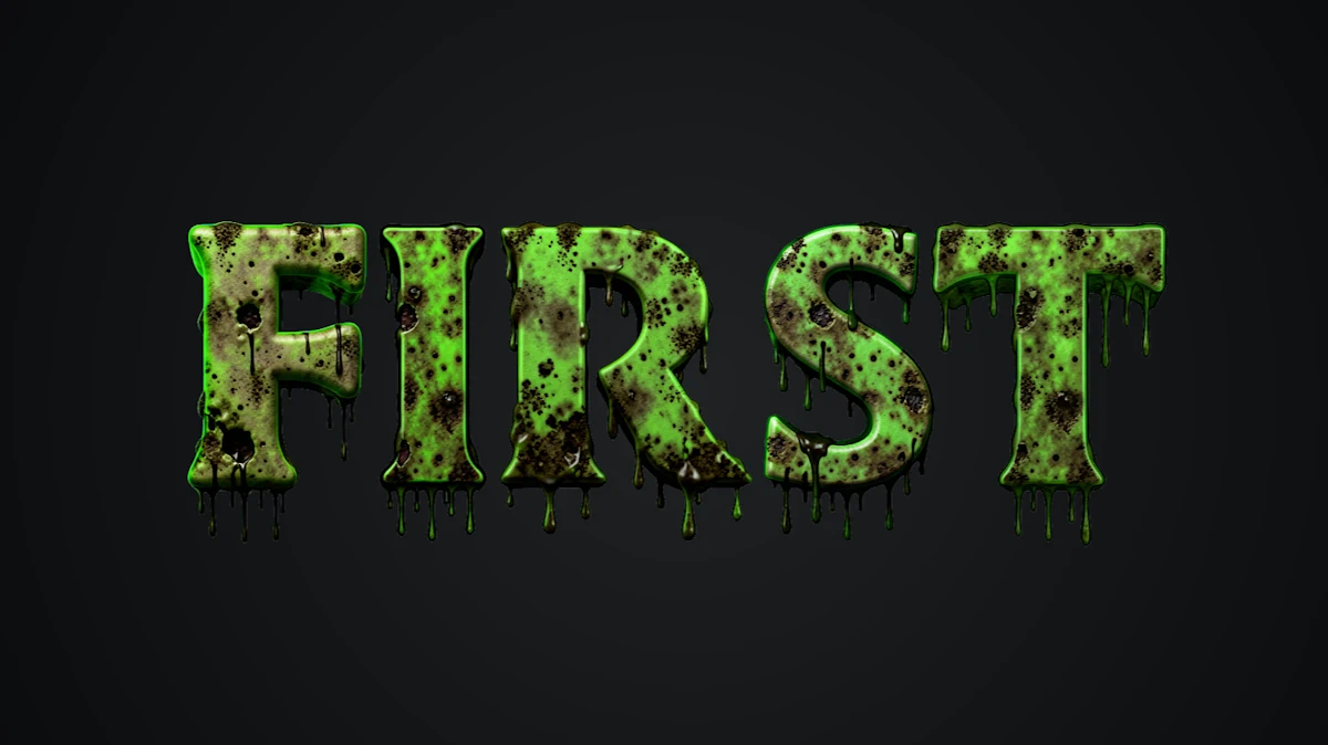 Acid-green zombie text with spots of rot and dripping black slime