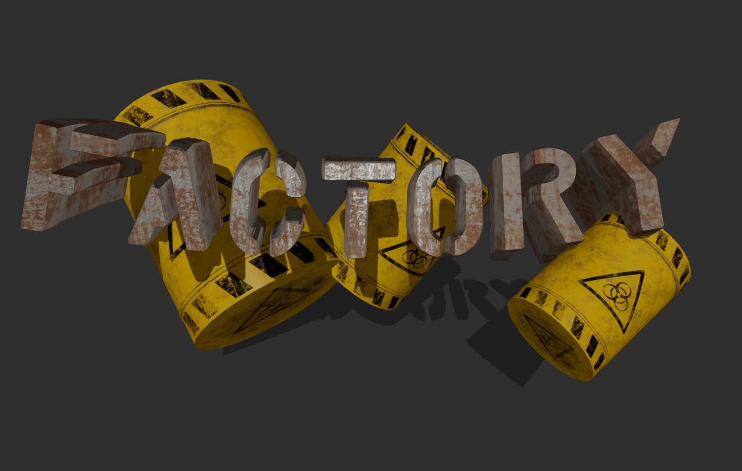 3D text in industrial rusty metal style. Make a logo.