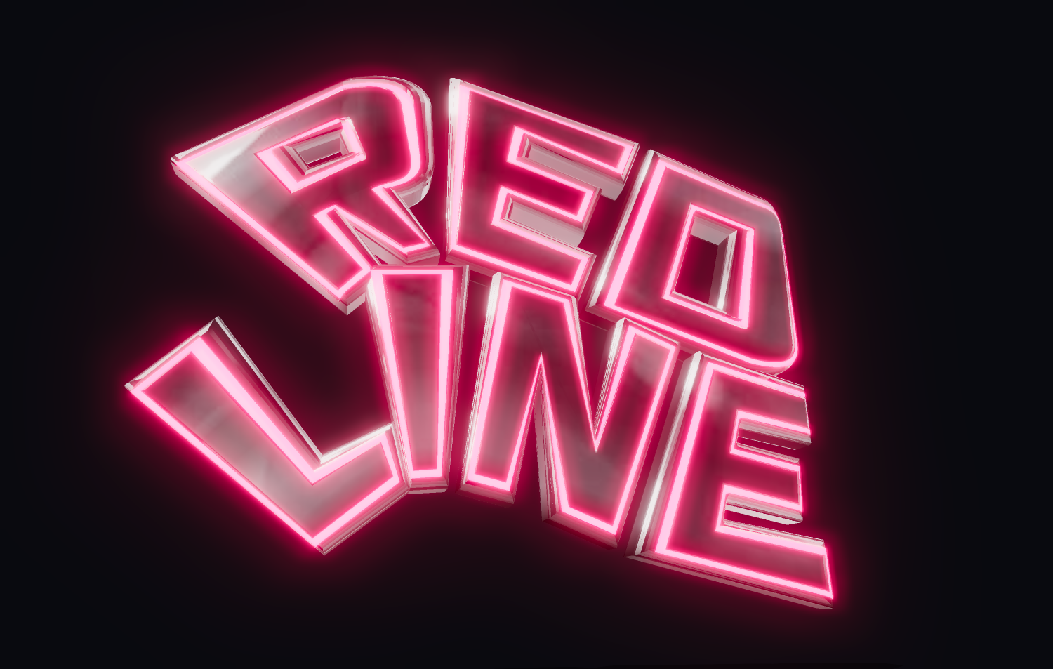Glowing 3D text in neon sign style. 3D inscription.
