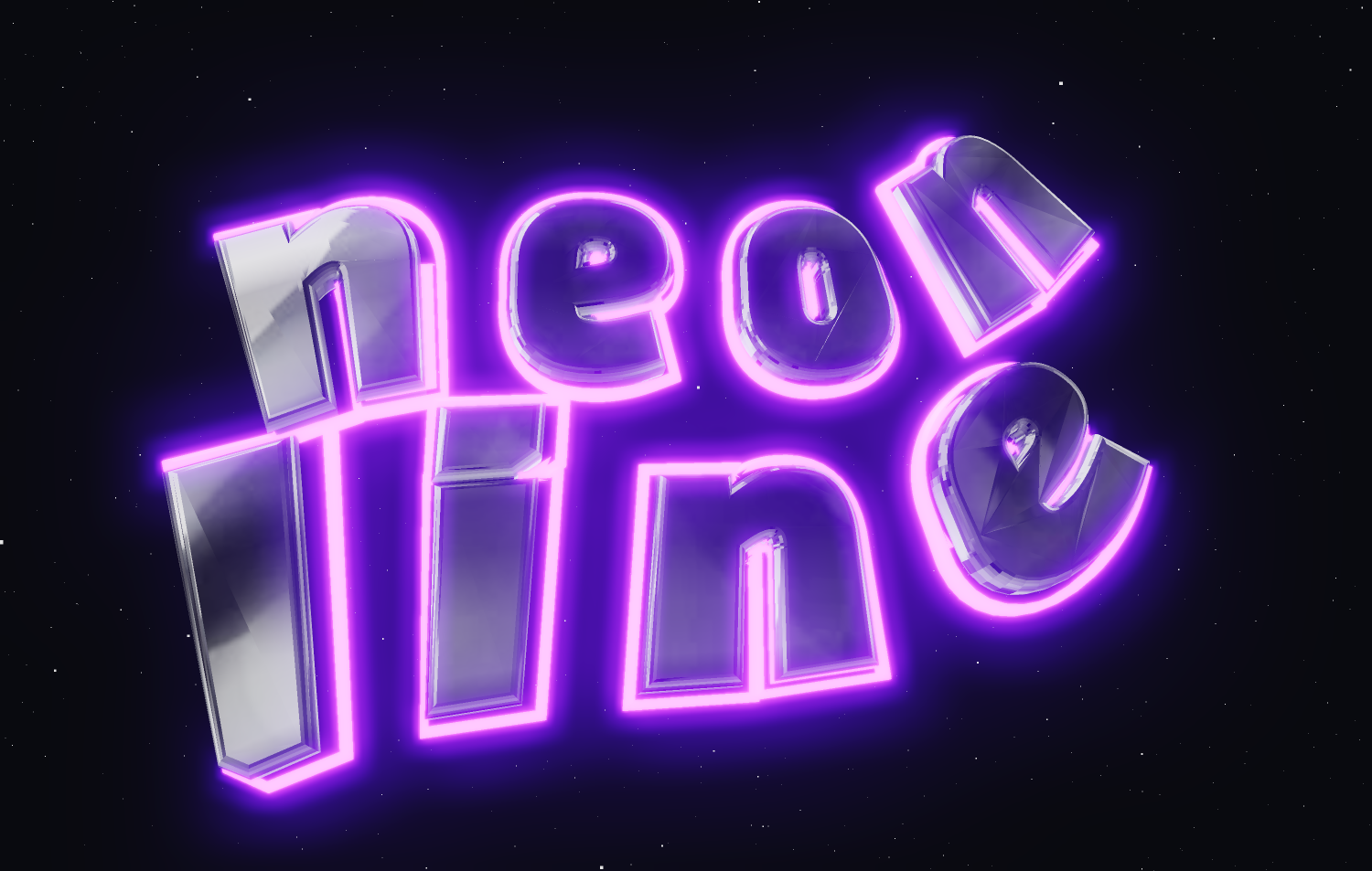 3D text in retro 80s style. Neon chrome font.