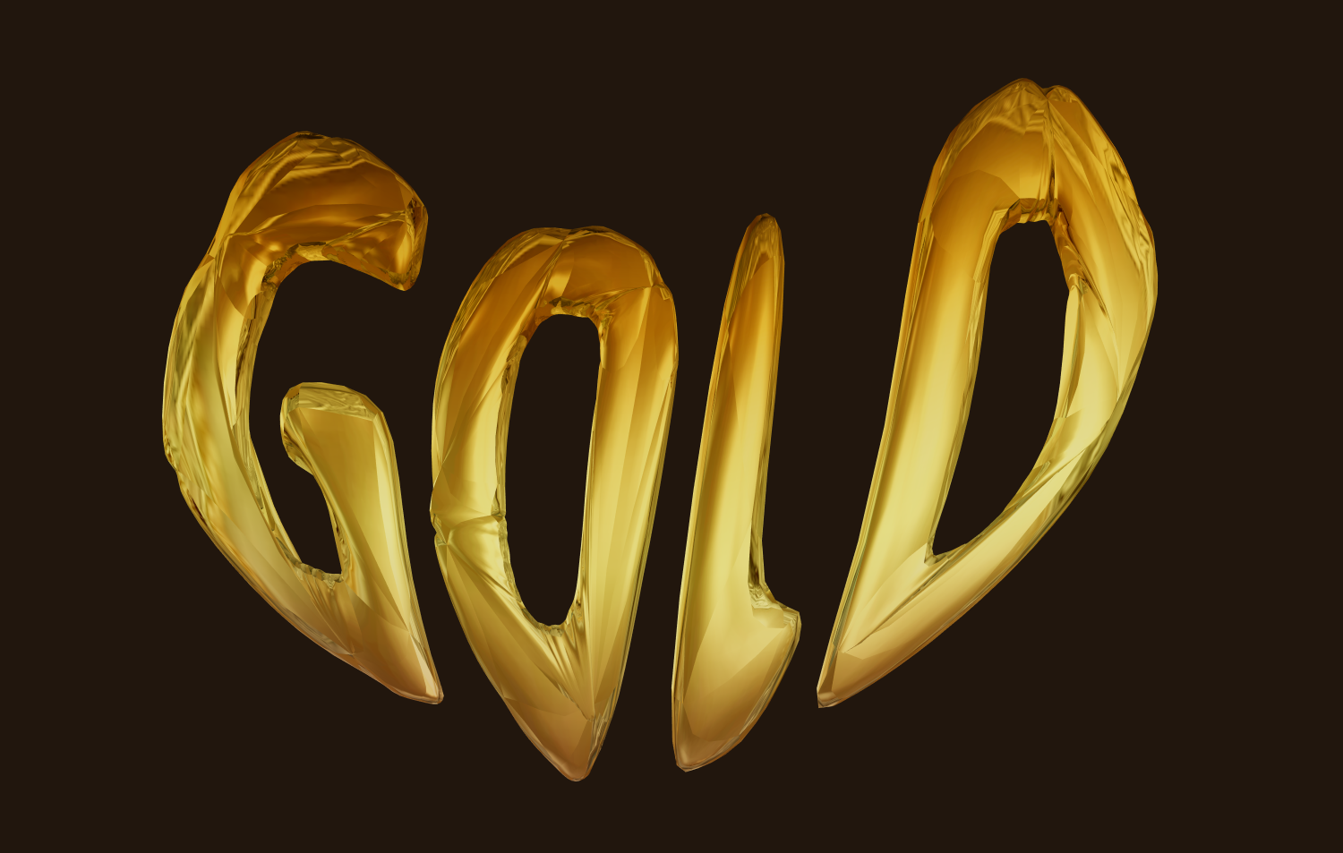 Volume golden 3D text. Inflatable letters.
