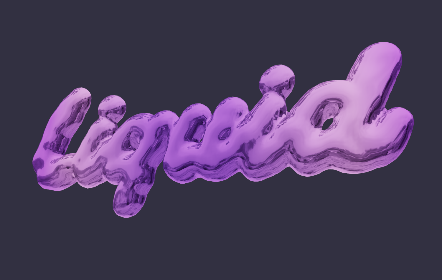3D text in Y2K style. Melted metal effect.