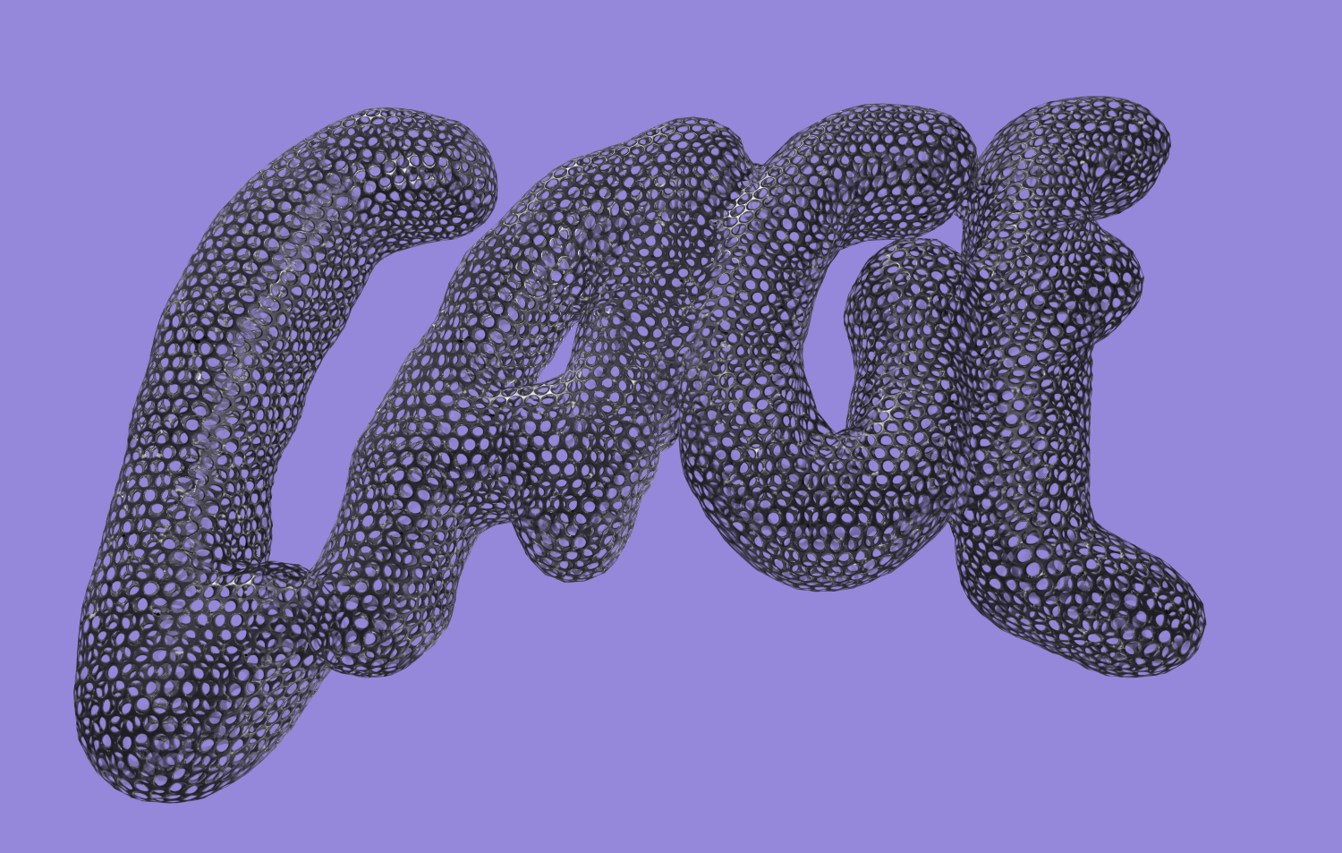 Futuristic 3D text from a mesh. Beautiful 3D inscription.