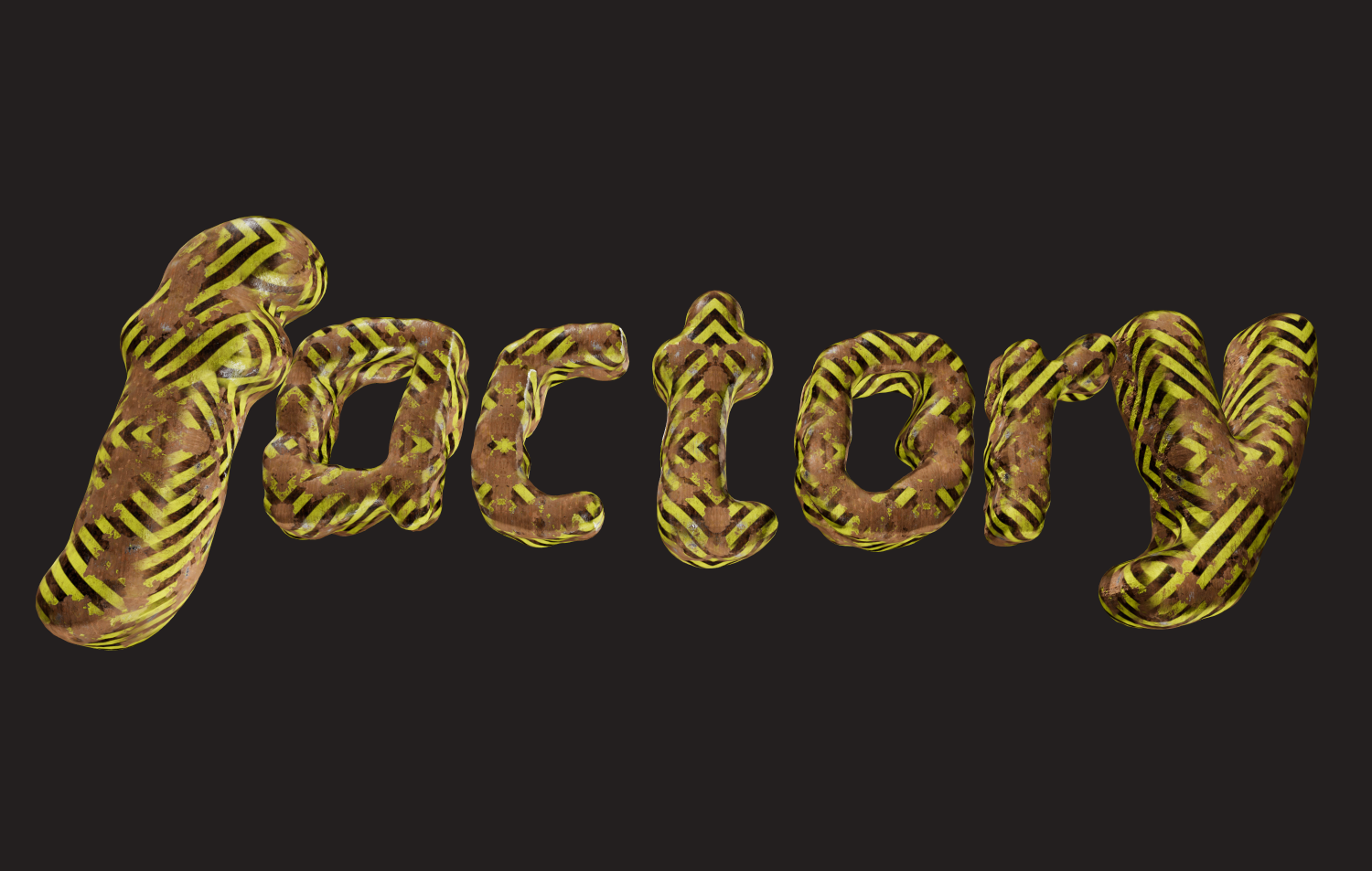 3D text in an industrial style with rust. Create a logo.