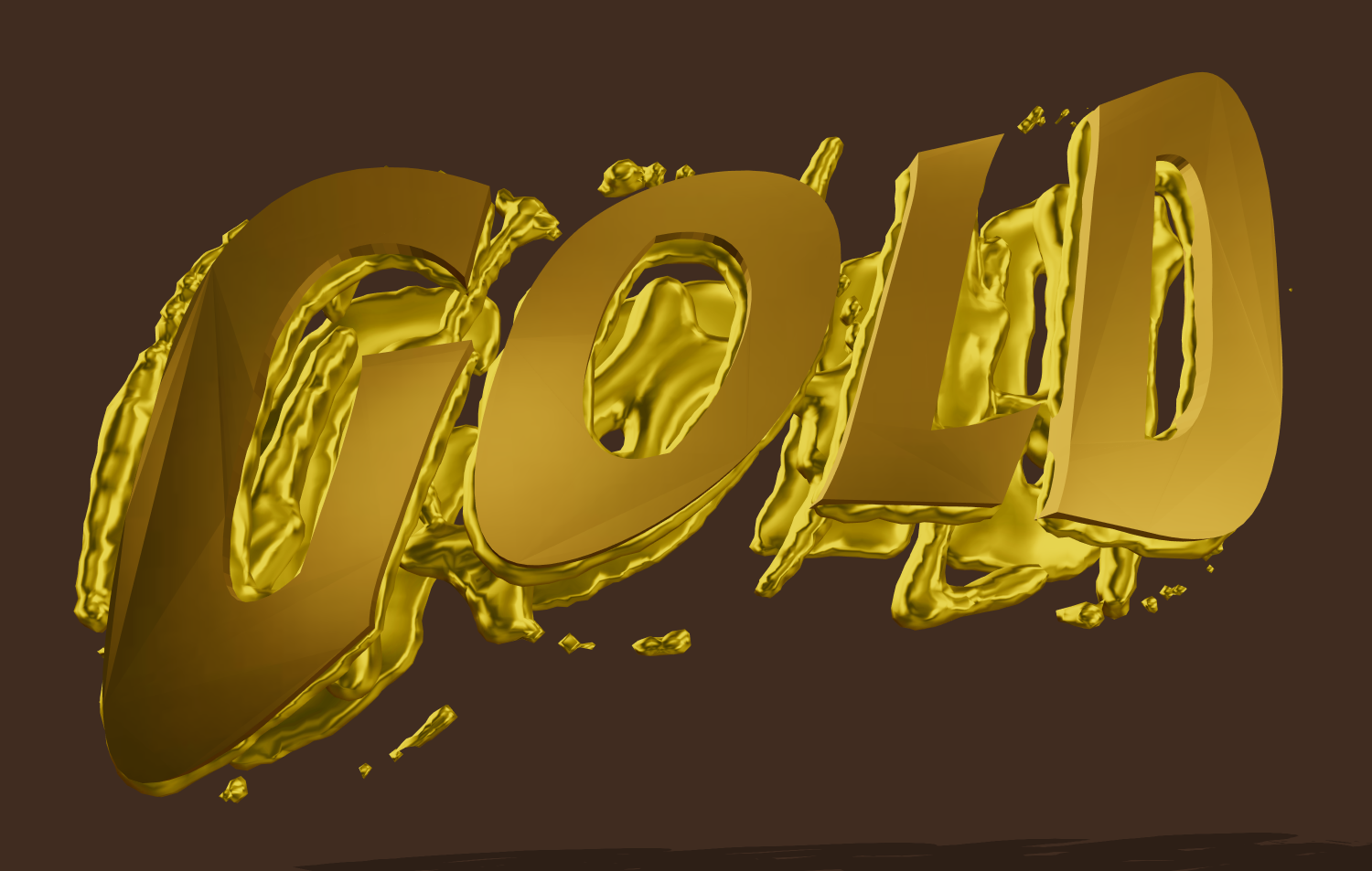 Golden 3D text with liquid metal effect. Make a logo online.