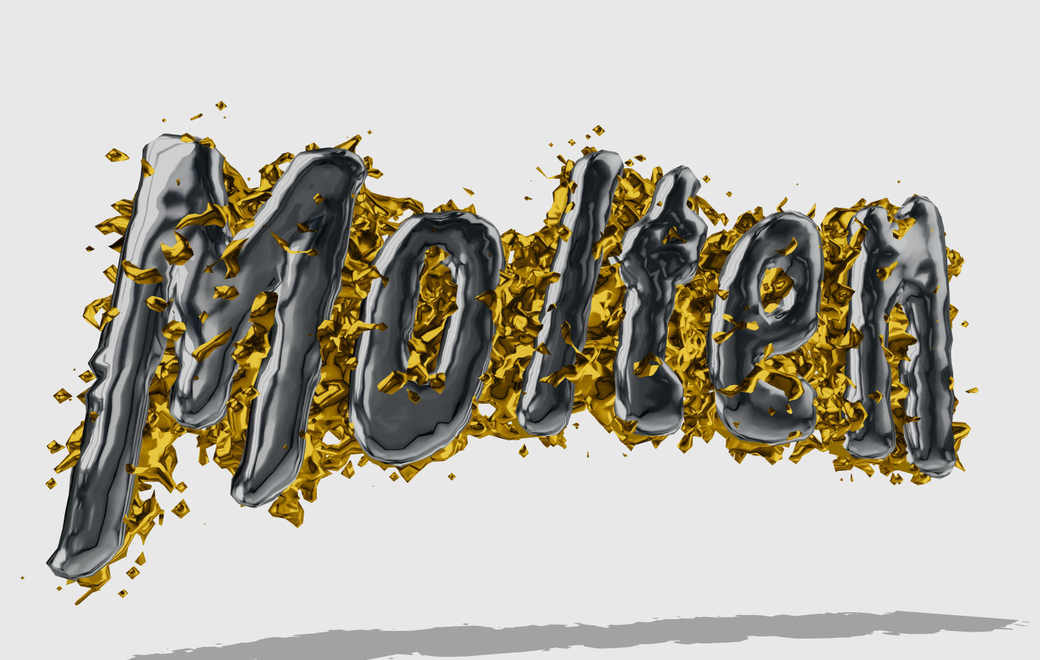 3D inscription from melted metal and gold.