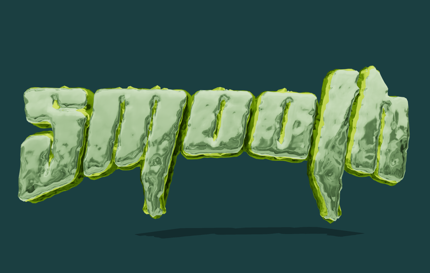 3D text with glass effect. Glossy neon font.