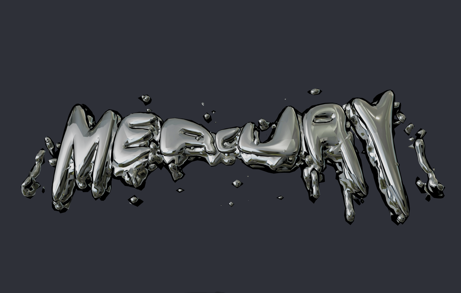 3D inscription in melted mercury style. 3D font for logo.