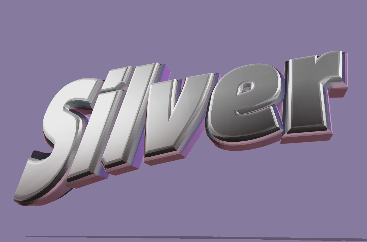 Volume silver 3D text. Beautiful metallic inscription.